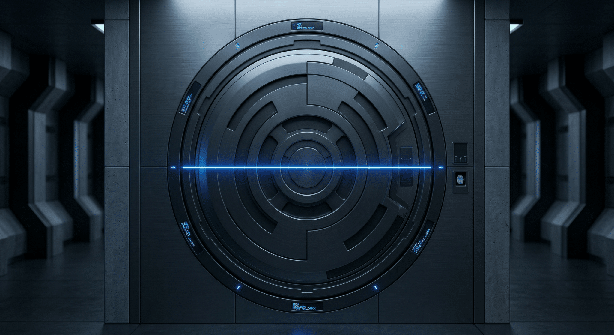Impenetrable biometric data vault representing Daryo89's Sovereign Stack.