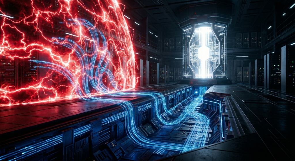 Analytics Sovereignty: Why GA4 is a £5M Corporate Liability Conceptual infographic of a first-party server-side proxy safely bypassing browser ad-blockers to secure analytics data.